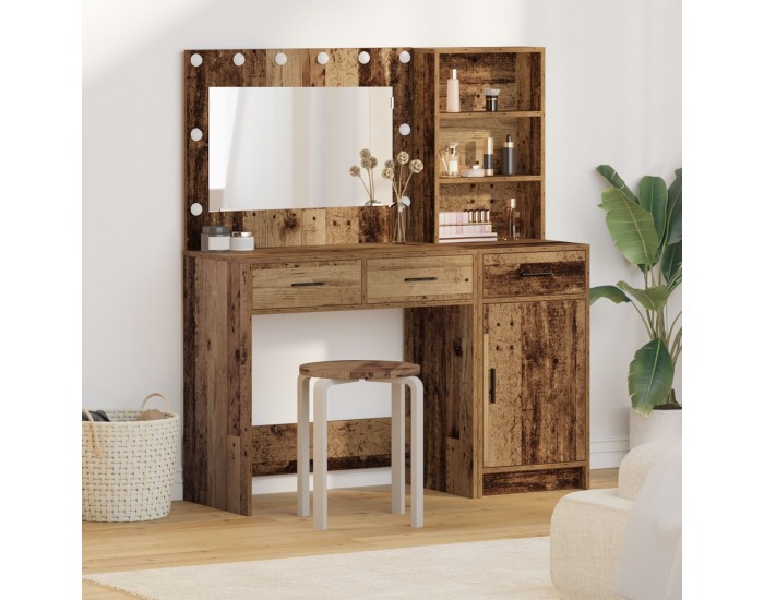 Sonata H 2 части комплект тоалетна маса с LED светлина в стил старо дърво