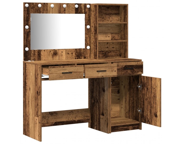 Sonata H 2 части комплект тоалетна маса с LED светлина в стил старо дърво