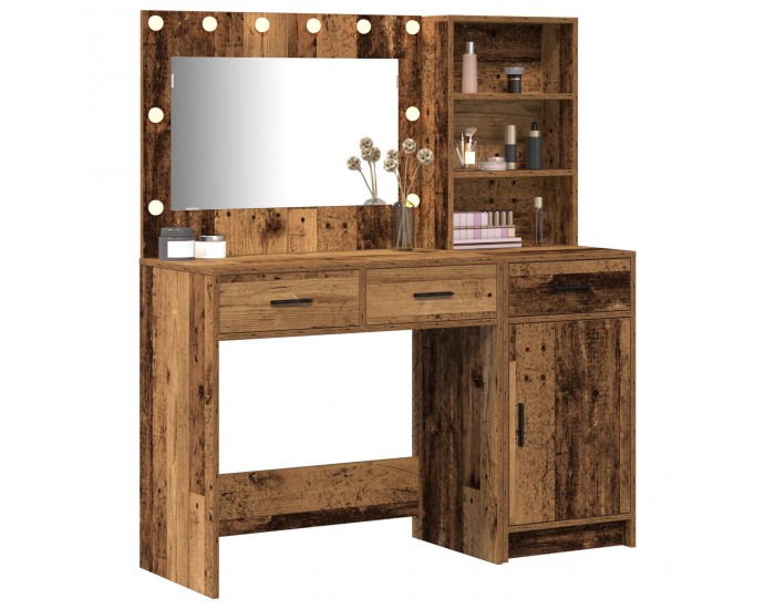 Sonata H 2 части комплект тоалетна маса с LED светлина в стил старо дърво