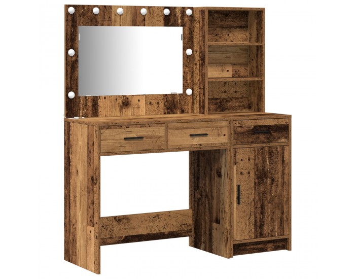 Sonata H 2 части комплект тоалетна маса с LED светлина в стил старо дърво