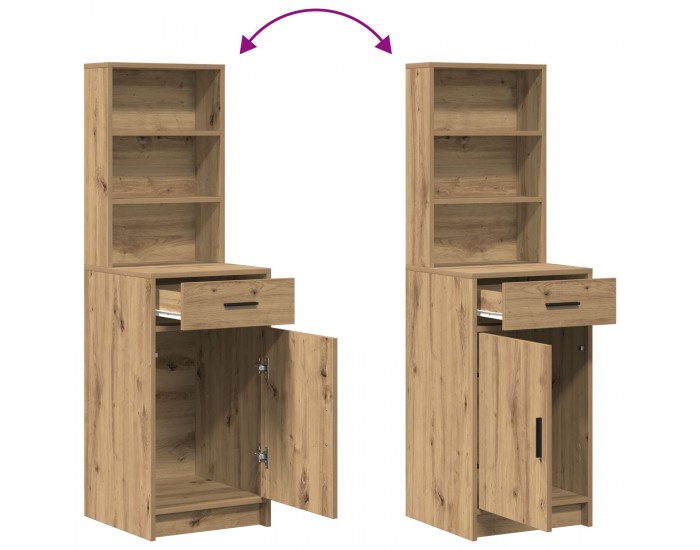 Sonata H Комплект с 2 части тоалетка с LED от инженерна дървесина с цвят Artisan Oak