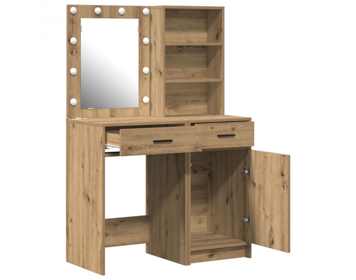 Sonata H Комплект с 2 части тоалетка с LED от инженерна дървесина с цвят Artisan Oak