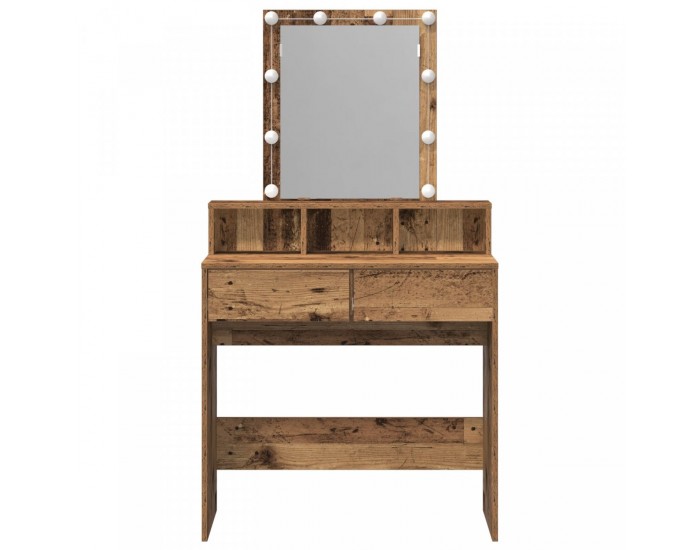 Sonata H Тоалетна маса с огледало и LED светлини от старо дърво