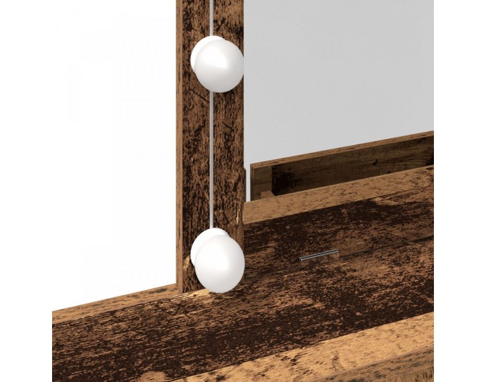 Sonata H Тоалетна маса с огледало и LED светлини от старо дърво