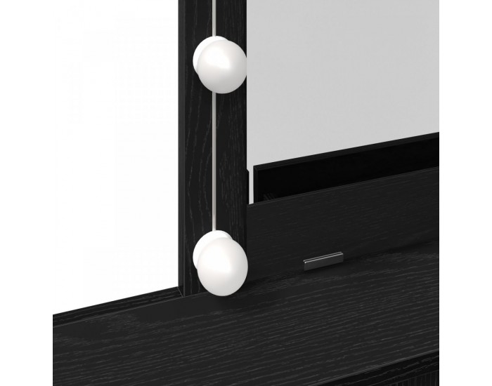 Sonata H Тоалетка с Огледало и LED Светлини Черен Дъб Инженерна Дървесина