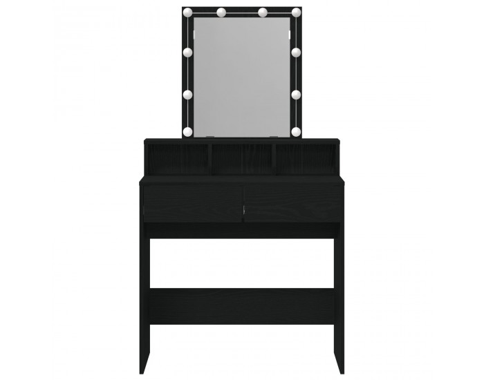 Sonata H Тоалетка с Огледало и LED Светлини Черен Дъб Инженерна Дървесина