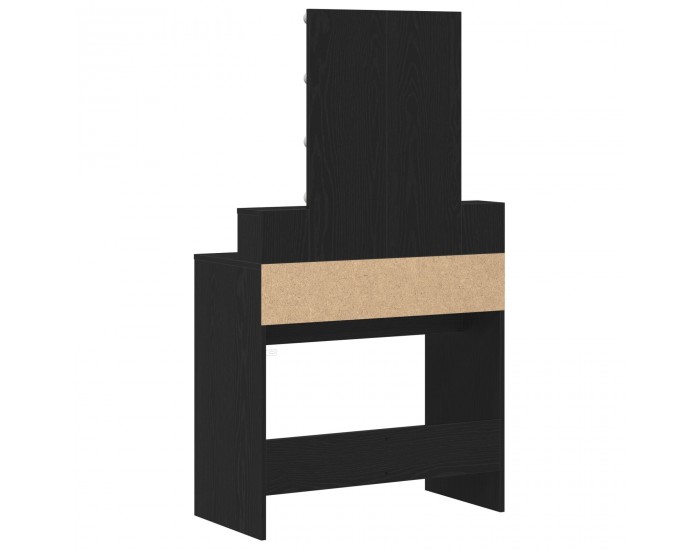 Sonata H Тоалетка с Огледало и LED Светлини Черен Дъб Инженерна Дървесина