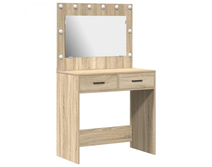 Sonata H Тоалетна маса с LED светлини Sonoma дъб 78.5x41x135 см