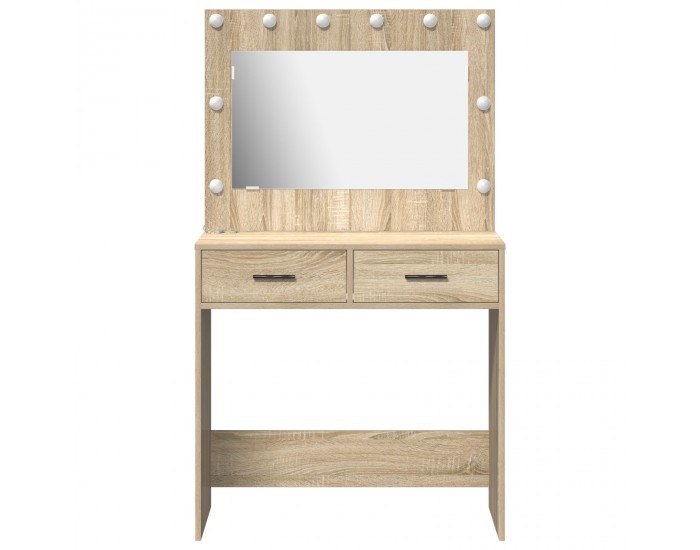 Sonata H Тоалетна маса с LED светлини Sonoma дъб 78.5x41x135 см