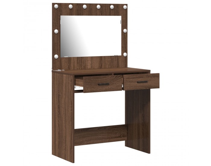 Sonata H Тоалетка с LED светлини Кафяв дъб 78,5x41x135 см