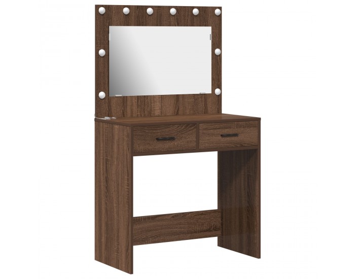 Sonata H Тоалетка с LED светлини Кафяв дъб 78,5x41x135 см