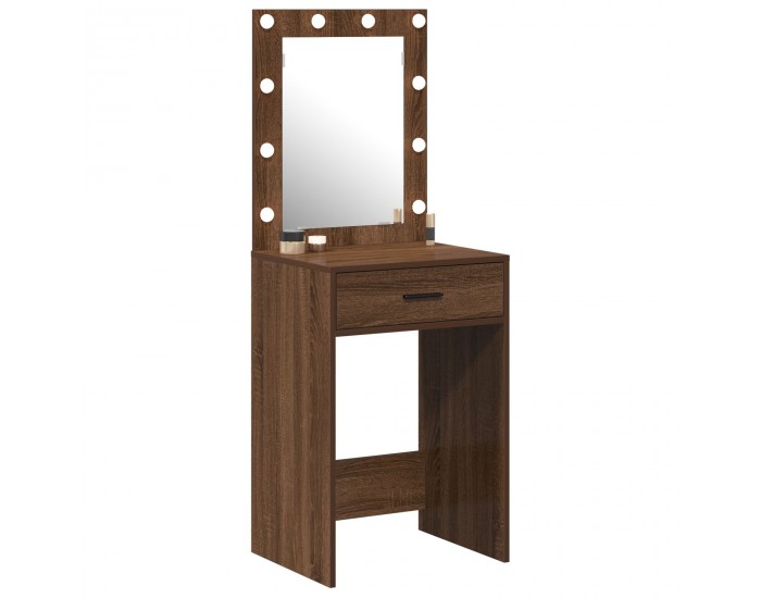 Sonata H Тоалетка с LED светлини Кафяв дъб 50x41x135 см