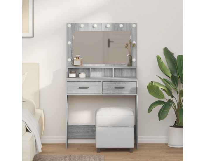 Sonata H Тоалетка с LED светлини - Сиво Сонома, 79x41x135 см