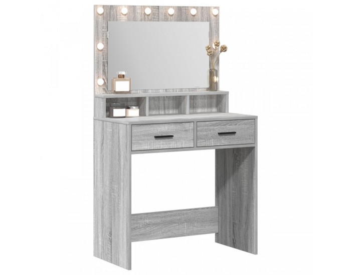 Sonata H Тоалетка с LED светлини - Сиво Сонома, 79x41x135 см