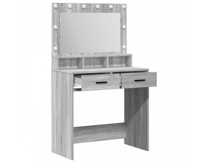 Sonata H Тоалетка с LED светлини - Сиво Сонома, 79x41x135 см