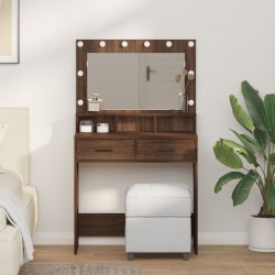 Sonata H Тоалетна маса с LED светлини, Кафяв дъб, 79x41x135 см - Тоалетки и Огледала