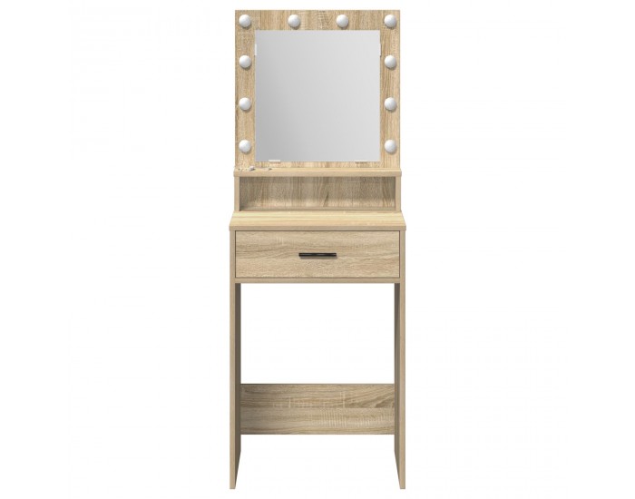 Sonata H Тоалетна маса с LED светлини Сонома дъб 50x41x135 см