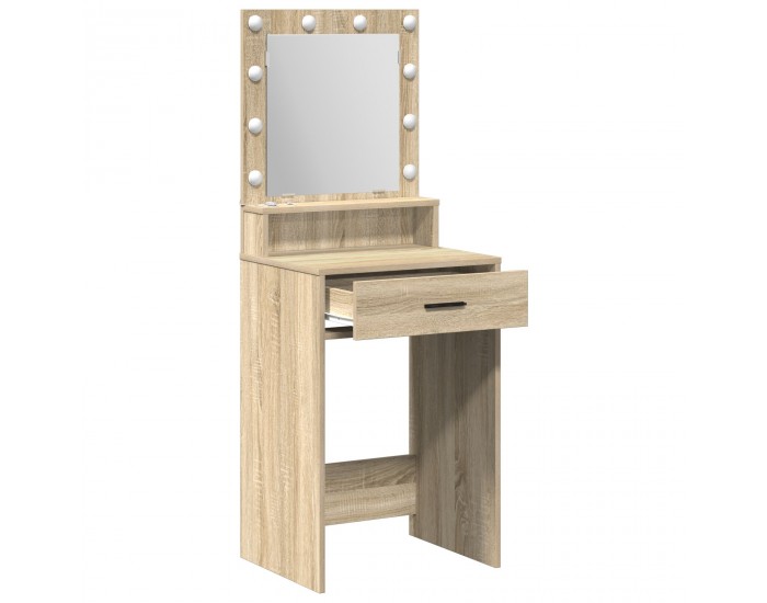 Sonata H Тоалетна маса с LED светлини Сонома дъб 50x41x135 см