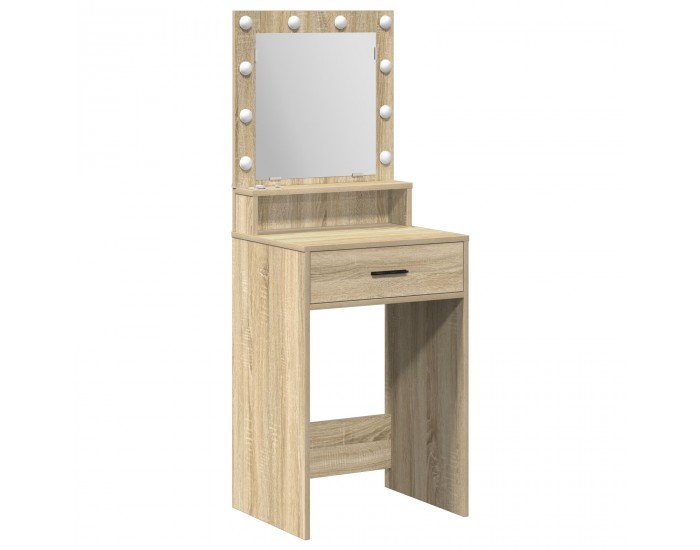 Sonata H Тоалетна маса с LED светлини Сонома дъб 50x41x135 см