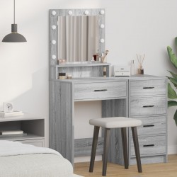 Sonata H Тоалетка с LED светлини, Сиво Сонома, 50x41x135 см - Тоалетки и Огледала