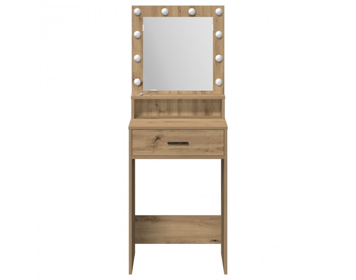 Sonata H Тоалетна с LED светлини, Ръчно изработен дъб, 50x41x135 см