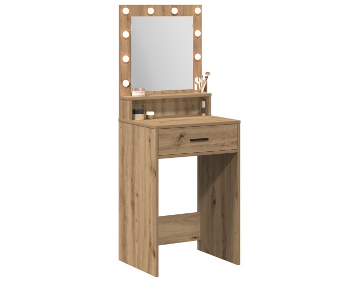 Sonata H Тоалетна с LED светлини, Ръчно изработен дъб, 50x41x135 см