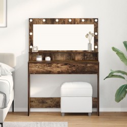 Sonata H Тоалетка с LED светлина, Опушен дъб, 100x41x135 см - Тоалетки и Огледала