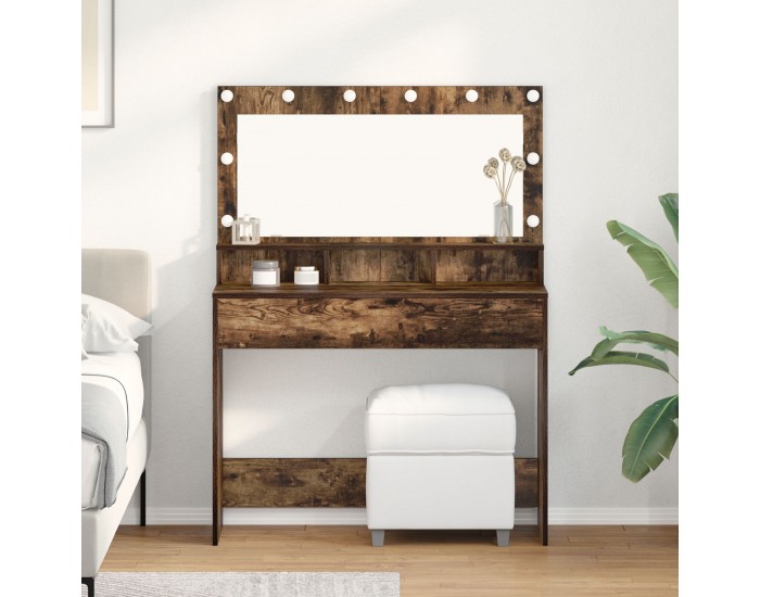 Sonata H Тоалетка с LED светлина, Опушен дъб, 100x41x135 см