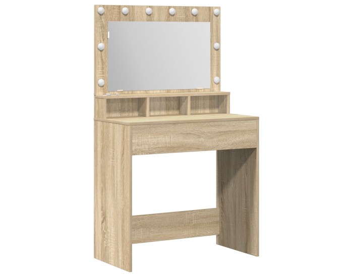 Sonata H Тоалетна масичка с LED светлини Сонома дъб 79x41x135 см