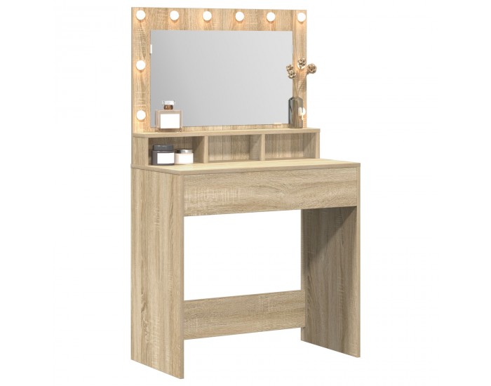 Sonata H Тоалетна масичка с LED светлини Сонома дъб 79x41x135 см