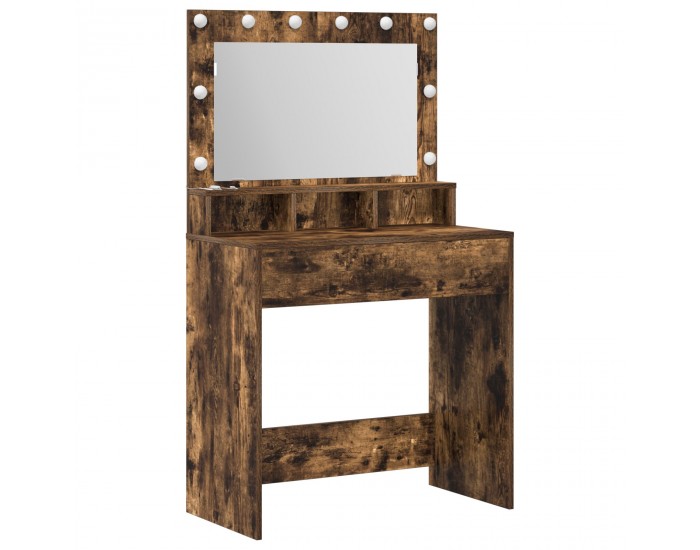 Sonata H Тоалетно бюро с LED светлини, Опушен дъб, 79x41x135 см