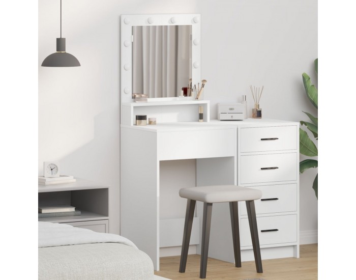 Sonata H Тоалетка с LED светлини, бяла, 50x41x135 см