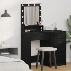 Sonata H Тоалетка с LED светлини, Черен дъб, 50x41x135 см - Тоалетки и Огледала