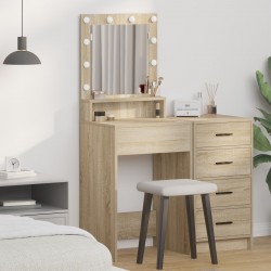 Sonata H Тоалетна маса с LED осветление в цвят Сонома дъб, 50x41x135 см - Тоалетки и Огледала