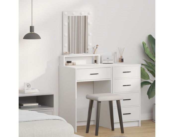 видaXL Тоалетка с LED светлини Бяло 50x41x140 см