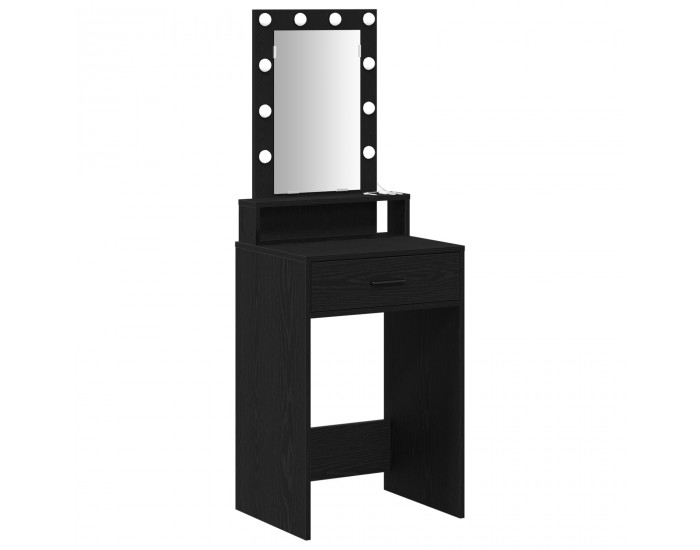Sonata H Тоалетна маса с LED светлини - Черен дъб, 50x41x140 см