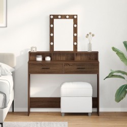 Sonata H Тоалетна маса с LED светлини, Кафяв дъб, 100x41x140 см - Тоалетки и Огледала