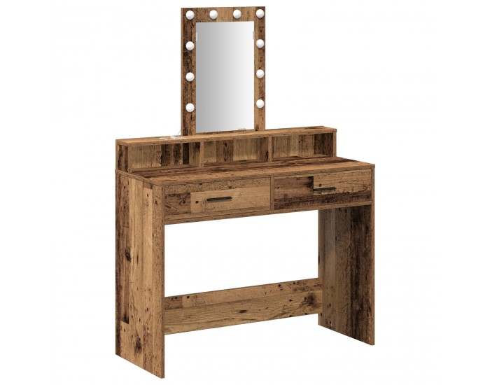 Sonata H Тоалетна маса с LED светлини - Старо дърво 100x41x140 см
