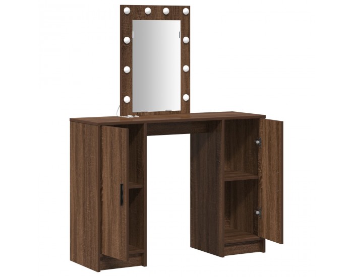 Sonata H Тоалетка с LED светлини Кафяв дъб 102x33x135 см