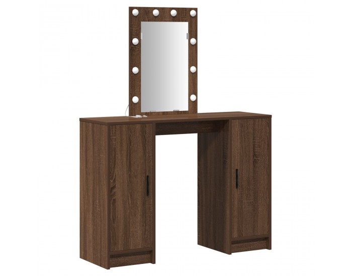Sonata H Тоалетка с LED светлини Кафяв дъб 102x33x135 см