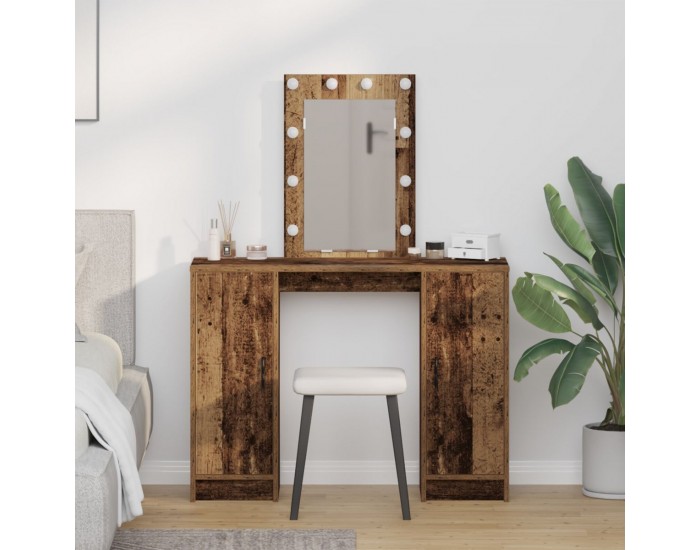 Sonata H Тоалетка с LED светлини стара дървесина 102x33x135 см