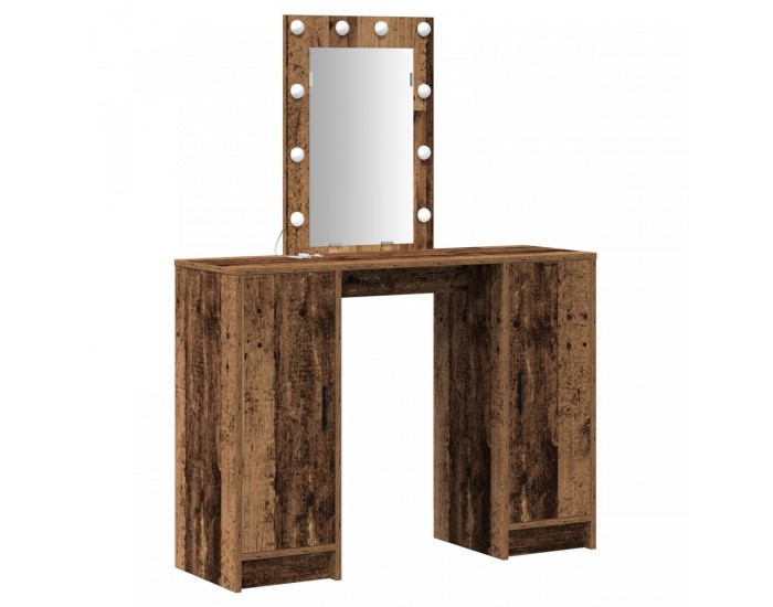 Sonata H Тоалетка с LED светлини стара дървесина 102x33x135 см