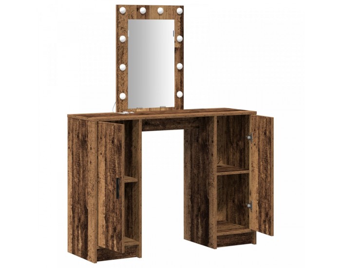 Sonata H Тоалетка с LED светлини стара дървесина 102x33x135 см