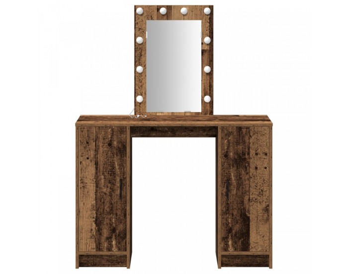 Sonata H Тоалетка с LED светлини стара дървесина 102x33x135 см