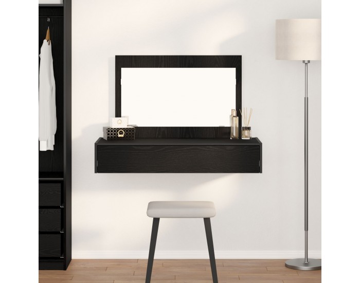 Sonata H Стена монтирана тоалетна маса в черен дъб, 100x40x70 см