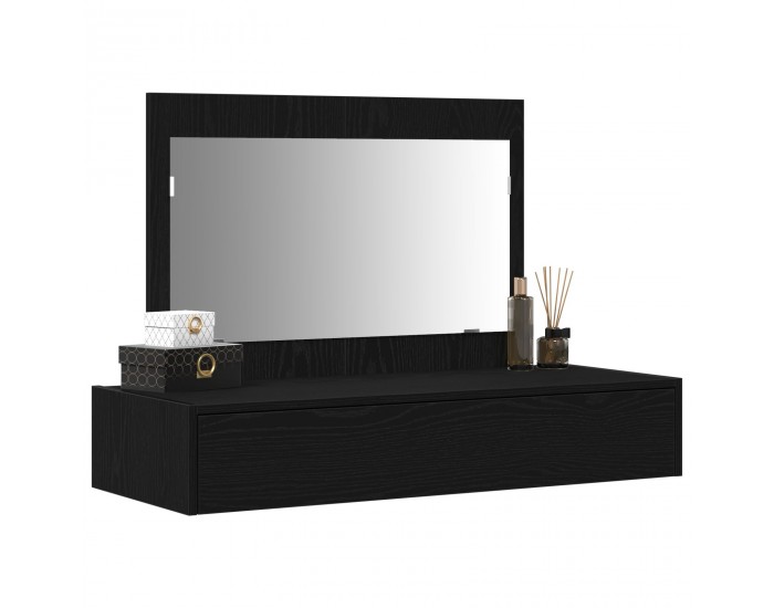 Sonata H Стена монтирана тоалетна маса в черен дъб, 100x40x70 см