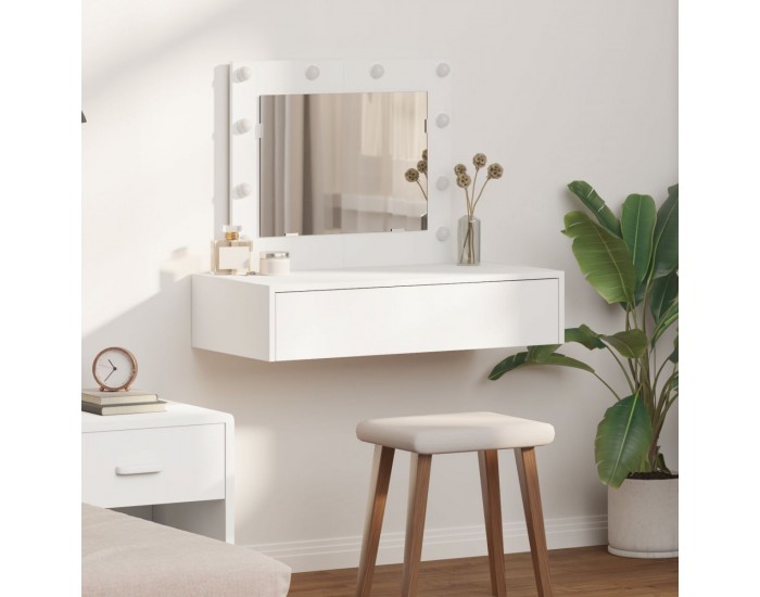 Sonata H Стенен тоалетен шкаф с LED светлини - Бял