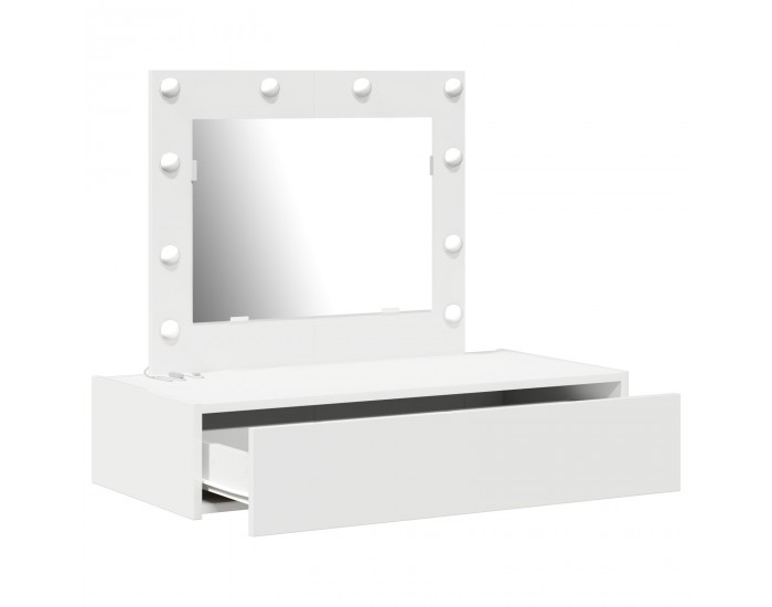 Sonata H Стенен тоалетен шкаф с LED светлини - Бял