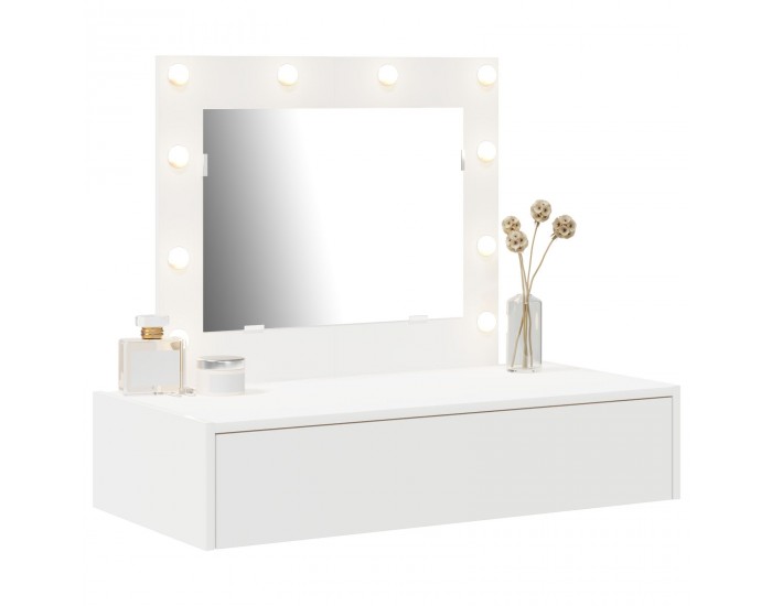 Sonata H Стенен тоалетен шкаф с LED светлини - Бял