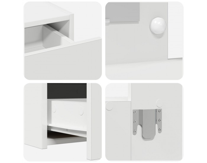 Sonata H Стенен тоалетен шкаф с LED светлини - Бял